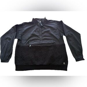 Calvin Klein Black Fleece Half Zip Mock Neck Logo Pullover Sweatshirt Large